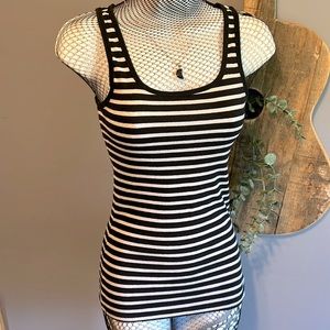 Classic, Long, Black and White Striped Tank Top